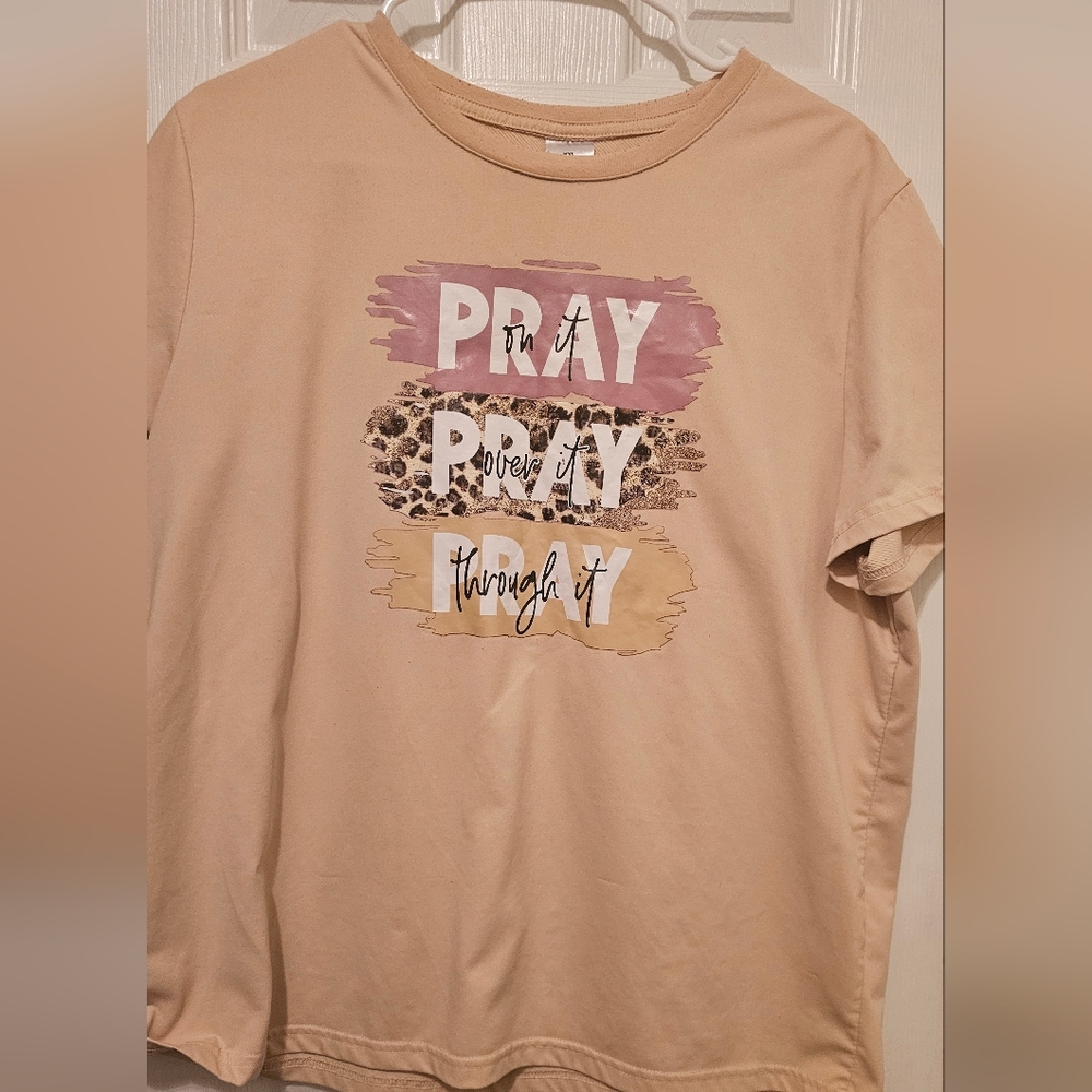 Beige Graphic T-Shirt with Inspirational Text